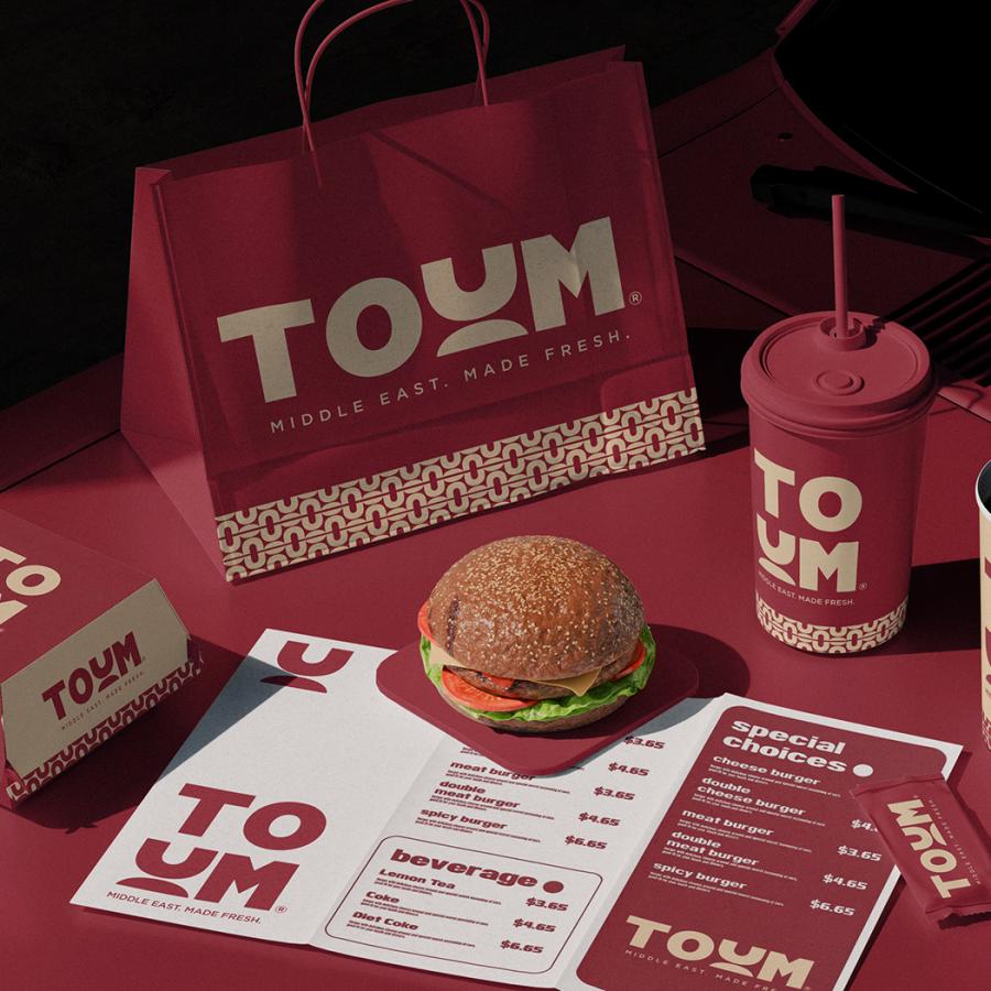 TOUM brand identity and packaging hero mockup by Kashyap Bhatt